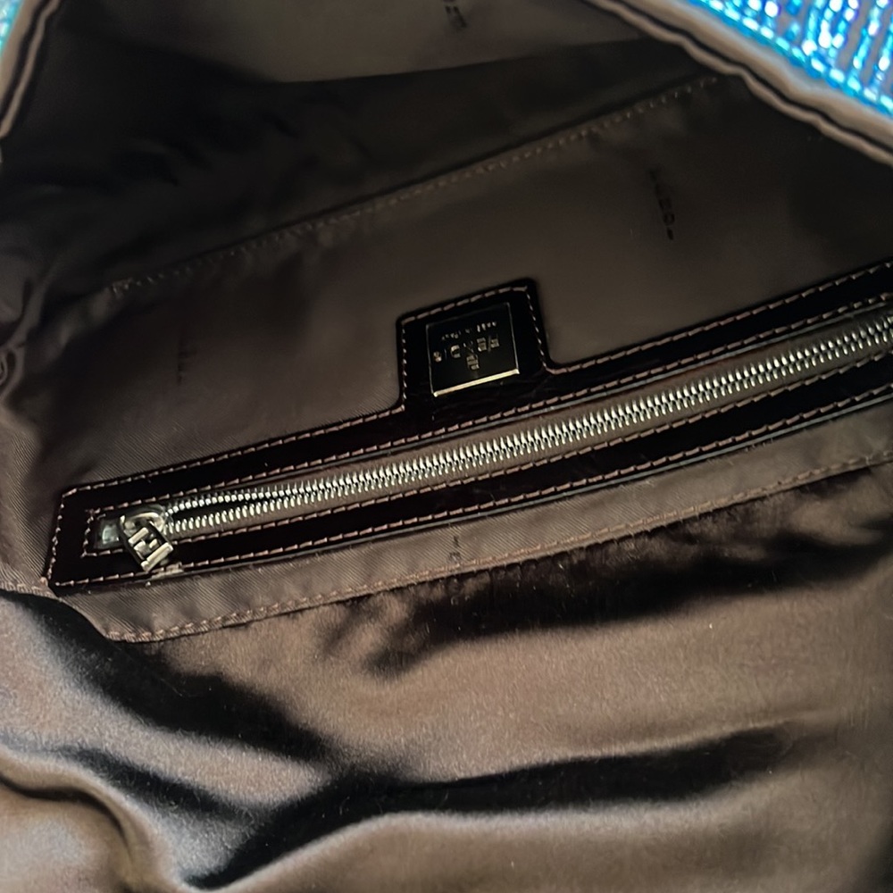 FENDI Brown Blue Beaded Pink Crocadile Baguette - Picture 3 of 6